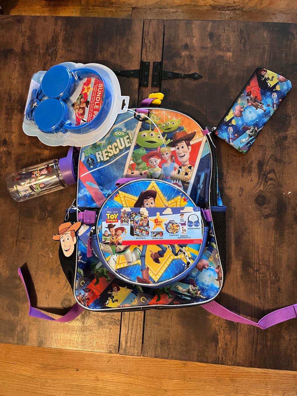 Disney Toy Story Kids Backpack Set in Blue, Purple and Yellow